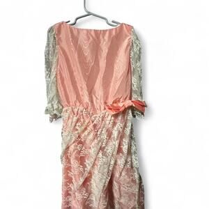 6-8 years handmade vintage 80s pink white lace dress glam romantic sweet